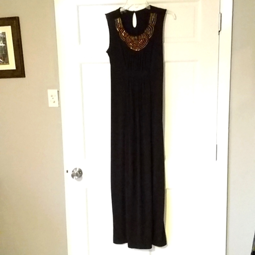 Black Beaded Maxi Dress